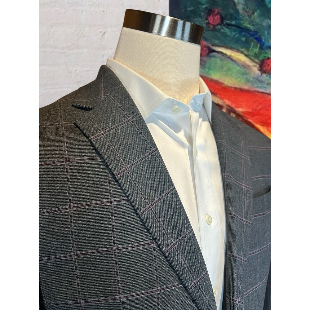 Sean John Mens 38R Gray Purple Plaid Casual Blazer Sport Coat Jacket - Picture 7 of 15